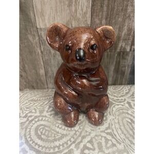 Vintage Hammersley Ceramics Koala Figurine Brown Drip Glaze Pottery Santa Ana CA